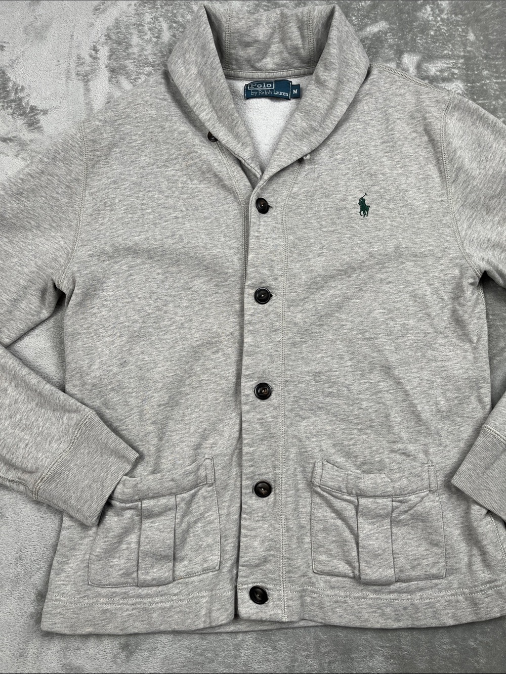 Polo by Ralph Lauren M Gray Button-Front Sweater Jacket